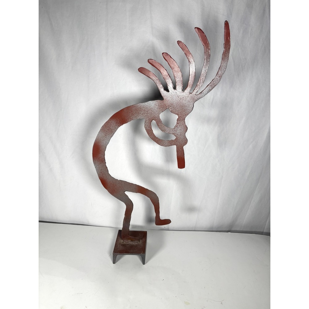 Vintage Kokopelli Metal Art Sculpture Southwestern Desert Decor 21"